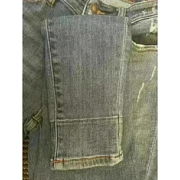 Judy Blue Skinny Fit Stretch Jeans Womens Sz 7/28 Distressed Red Flannel Plaid - Picture 6 of 7